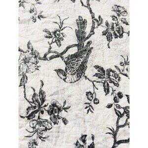 BELLA NOTTE 100% Linen King Duvet Cover Bird Toile Black White Made in USA NICE